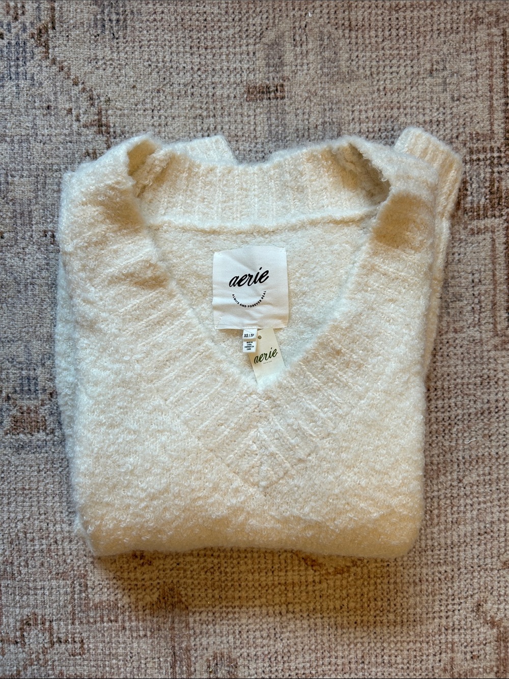 Aerie oversized V-Neck Plush Pullover Sweater